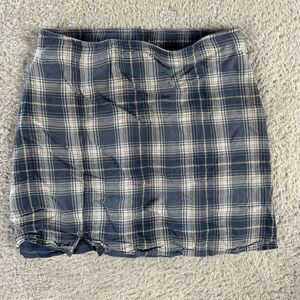 American Eagle Women's Y2K Plaid Mini Skirt XS Britney Blue White Yellow Zipper